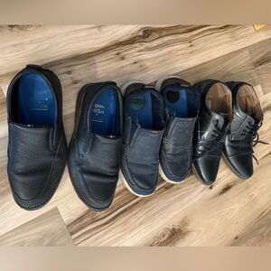 3 pairs of well worn used men’s shoes